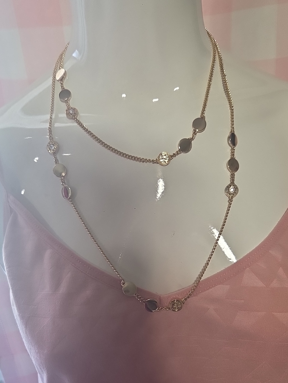 Rose Gold Double-Layer Disc Necklace - Women Jewelry